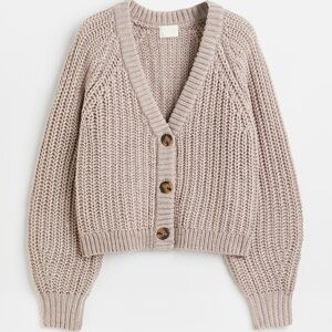 H&M Beige Wool Blend Chunky Knit Button Cardigan Women’s XS